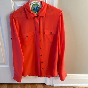 JCrew 100% silk Oxford long sleeve blouse